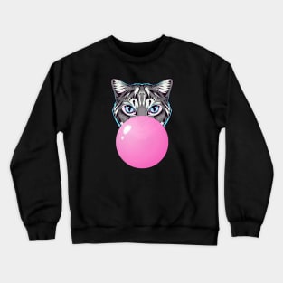 Pink Bubblegum Cat Crewneck Sweatshirt